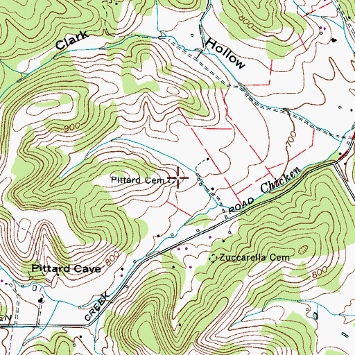 Topographic Map of Pittard Cemetery, TN