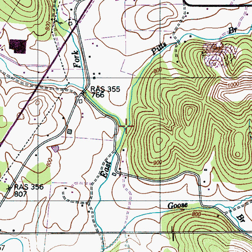 Topographic Map of Pitts Branch, TN