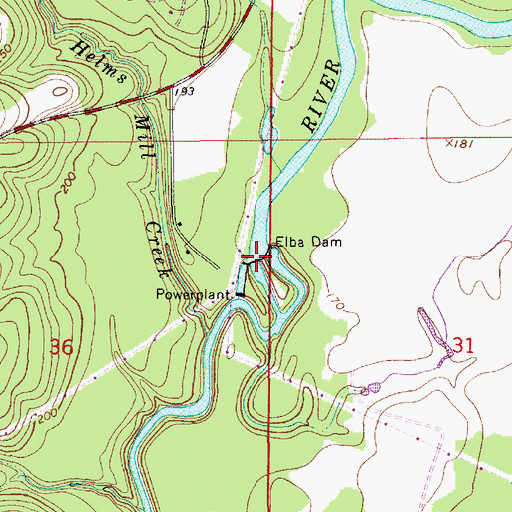 Topographic Map of Elba Reservoir, AL