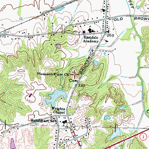 Topographic Map of Pleasant View Church, TN