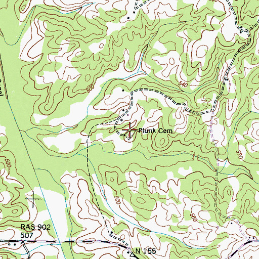 Topographic Map of Plunk Cemetery, TN