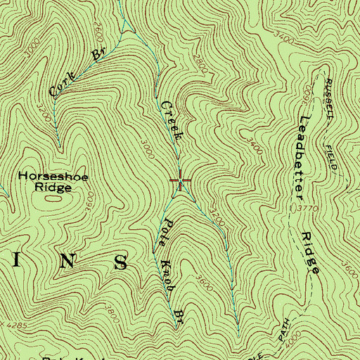 Topographic Map of Pole Knob Branch, TN