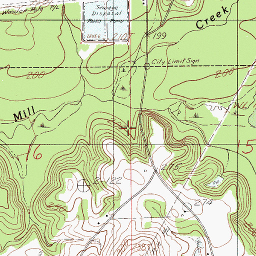 Topographic Map of Evergreen Sewage Lagoon Dam, AL
