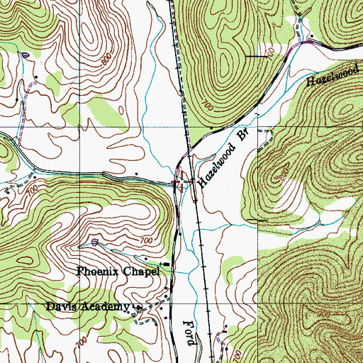 Topographic Map of Pollard Branch, TN
