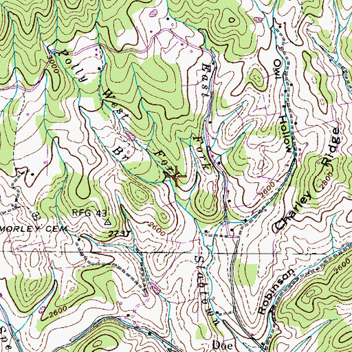Topographic Map of Polly Branch, TN