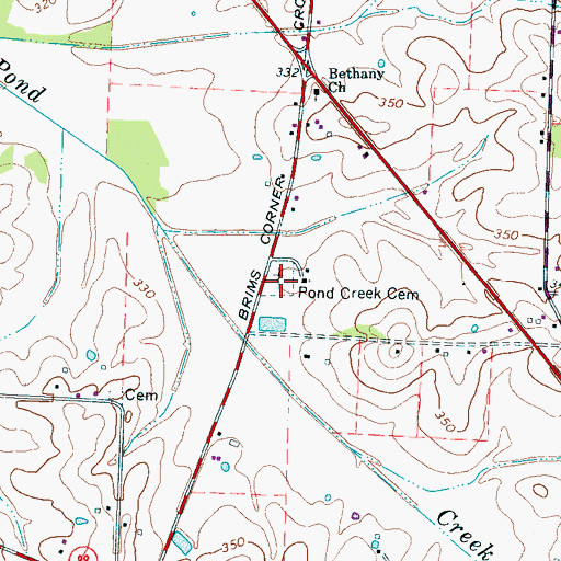 Topographic Map of Pond Creek Cemetery, TN