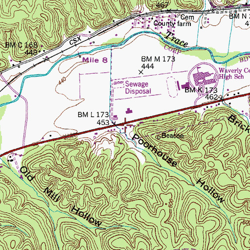 Topographic Map of Poorhouse Hollow, TN
