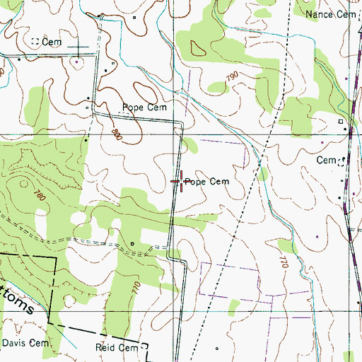Topographic Map of Pope Cemetery, TN