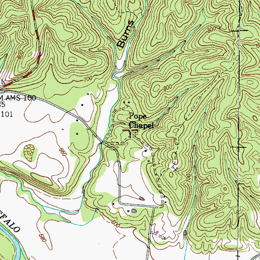 Topographic Map of Pope Chapel, TN
