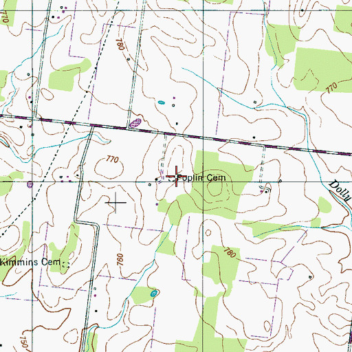 Topographic Map of Poplin Cemetery, TN
