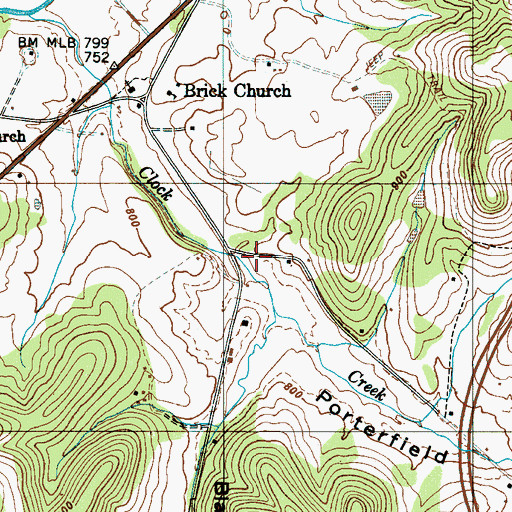 Topographic Map of Porterfield Hollow, TN