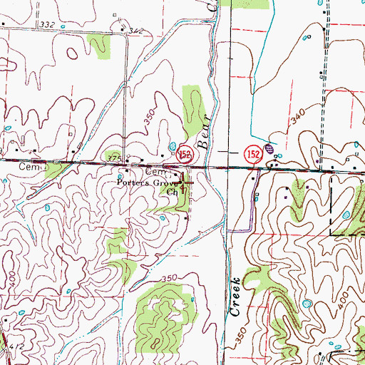 Topographic Map of Porters Grove Church, TN