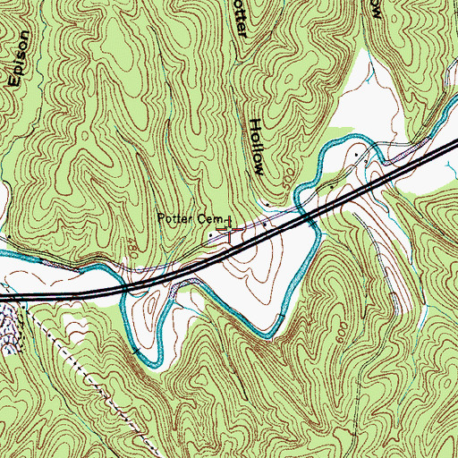 Topographic Map of Potter Cemetery, TN