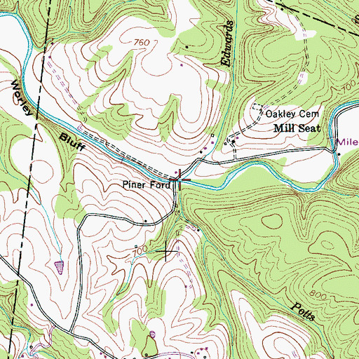 Topographic Map of Potts Branch, TN