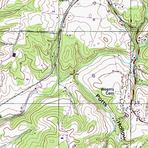 Topographic Map of Potts Hollow, TN