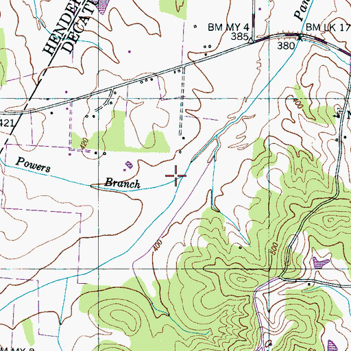 Topographic Map of Powers Branch, TN