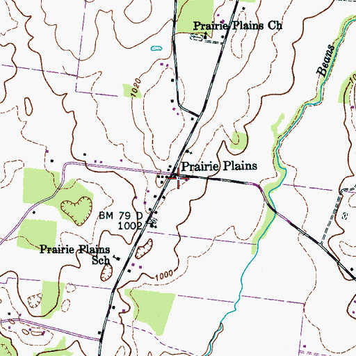 Topographic Map of Prairie Plains, TN