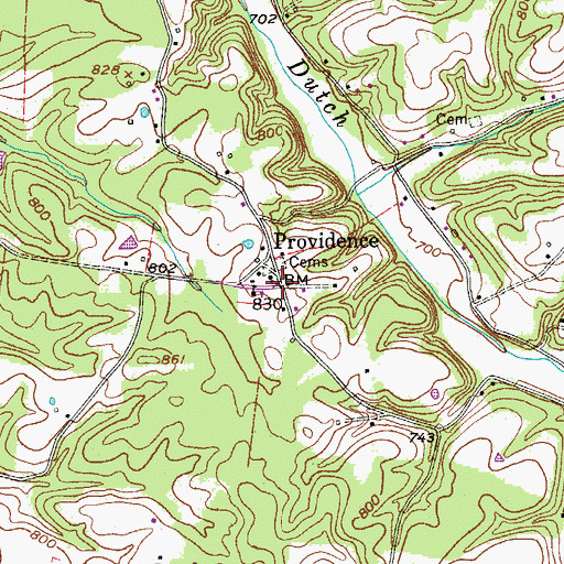 Topographic Map of Providence, TN