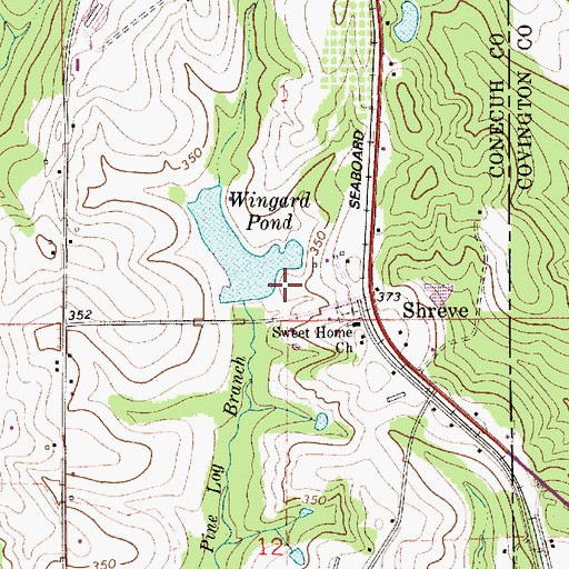 Topographic Map of Carl Wingard Dam, AL