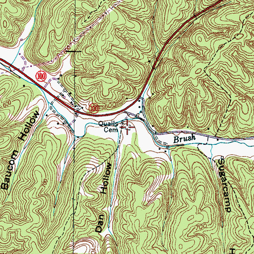 Topographic Map of Quails Cemetery, TN
