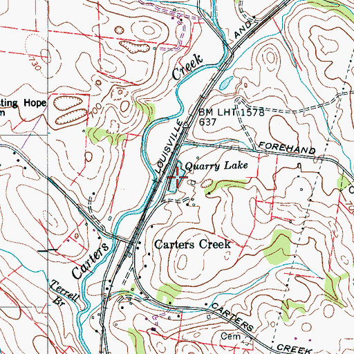 Topographic Map of Quarry Lake, TN