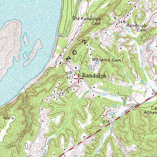 Topographic Map of Randolph, TN