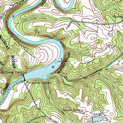 Topographic Map of Raven Bluff, TN