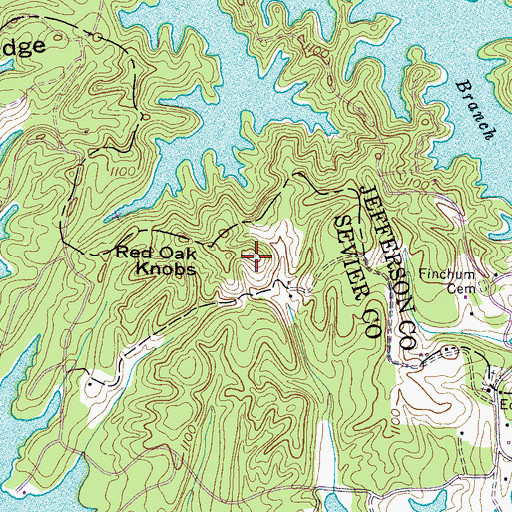 Topographic Map of Red Oak Knobs, TN