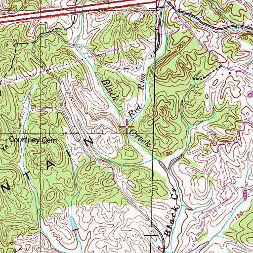 Topographic Map of Red Run, TN
