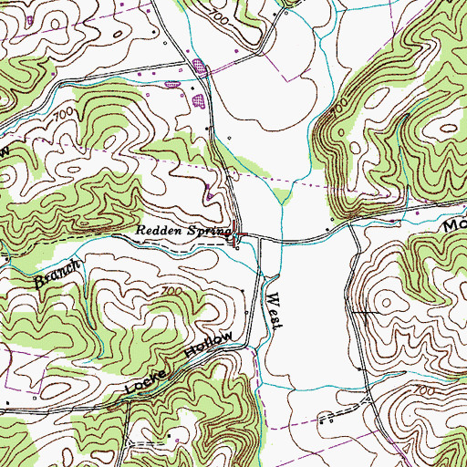 Topographic Map of Redden Spring, TN