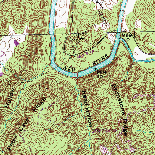 Topographic Map of Reed Hollow, TN