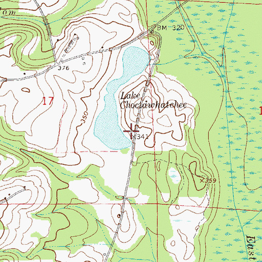 Topographic Map of Choctawhatchee Number 2 Dam, AL