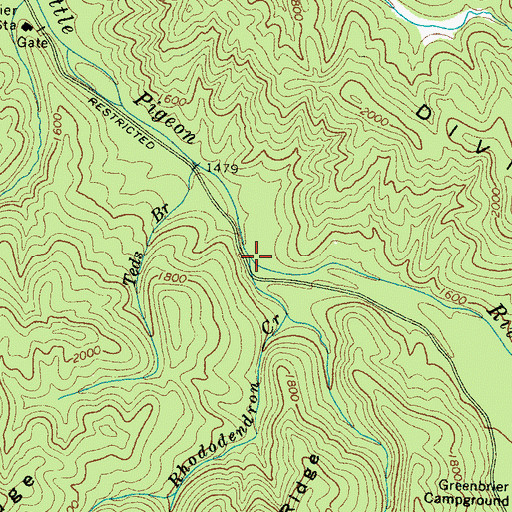 Topographic Map of Rhododendron Creek, TN