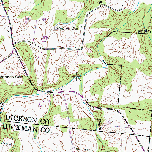 Topographic Map of Rials Branch, TN