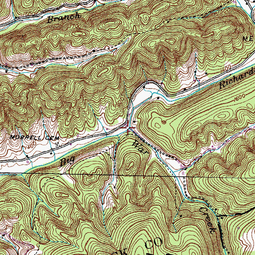 Topographic Map of Richardson Creek, TN