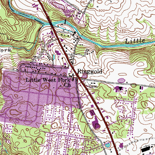 Topographic Map of Ringgold, TN