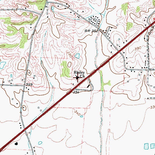 Topographic Map of Ripley Church, TN