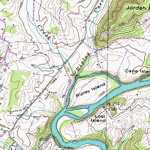 Topographic Map of Ripley Creek, TN