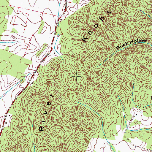 Topographic Map of River Knobs, TN