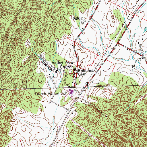 Topographic Map of Robbins Cemetery, TN