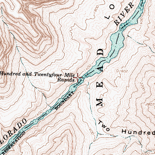 Topographic Map of Two Hundred and Twentyfour Mile Rapids, AZ