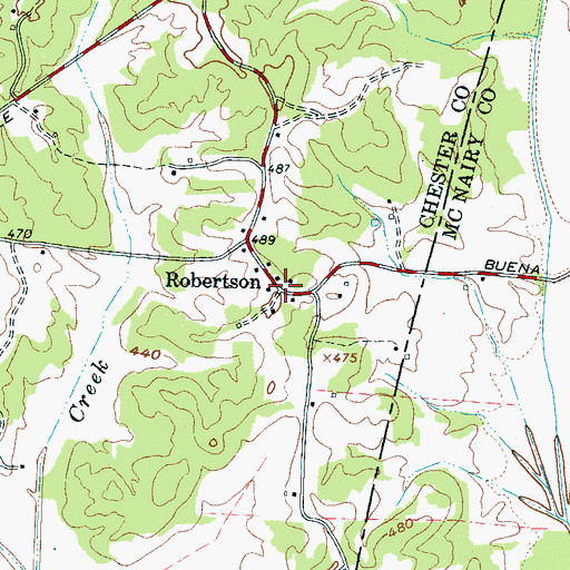 Topographic Map of Robertson, TN