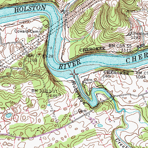 Topographic Map of Robertson Creek, TN