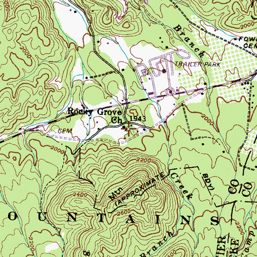 Topographic Map of Rocky Grove Church, TN