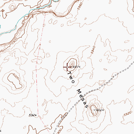 Topographic Map of Two Mesas, AZ