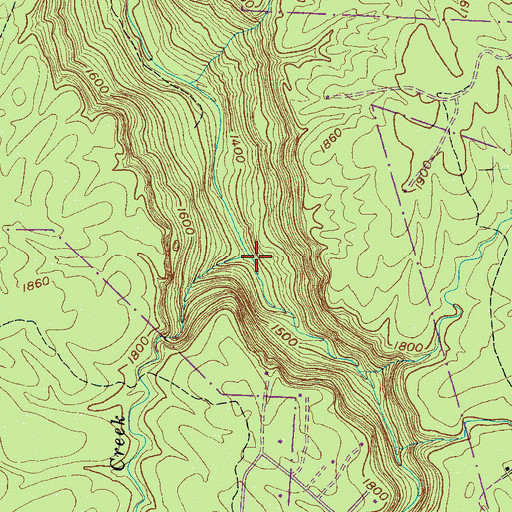 Topographic Map of Rocky Mountain Creek, TN