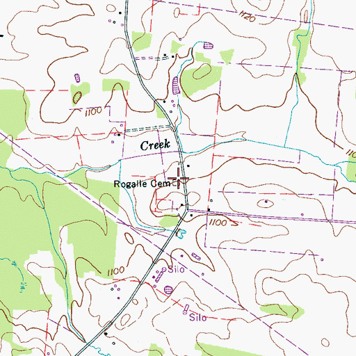 Topographic Map of Rogalle Cemetery, TN