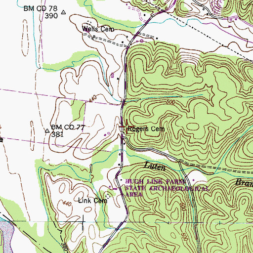 Topographic Map of Rogers Cemetery, TN