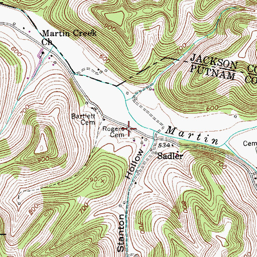 Topographic Map of Rogers Cemetery, TN