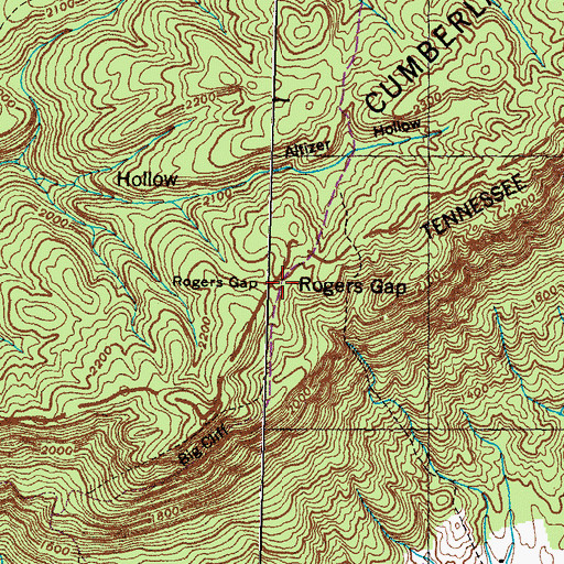 Topographic Map of Rogers Gap, TN
